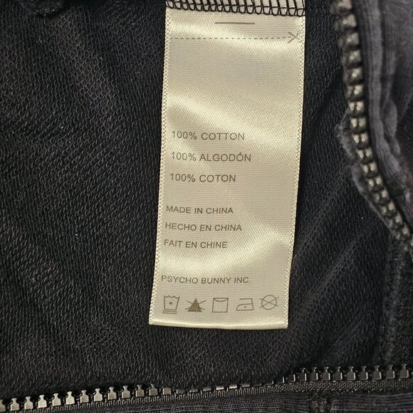 Psycho Bunny Full Zip Kangaroo Pocket Hoodie Size XXS 4 Black - Picture 11 of 12